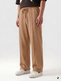 Dark Brown Cotton Jersi Straight Fit Trouser