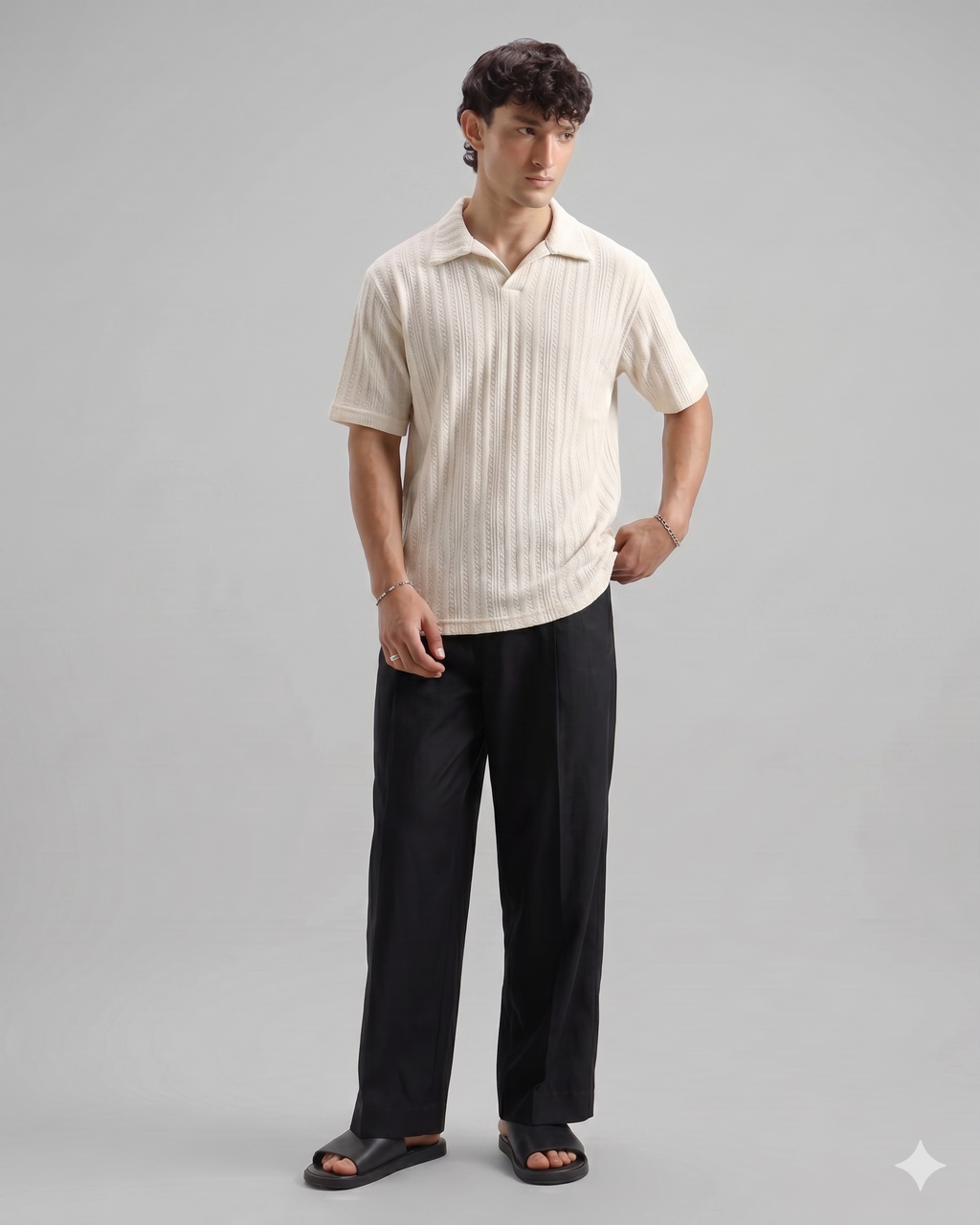 Knitted Cream Imported Cotton Polo