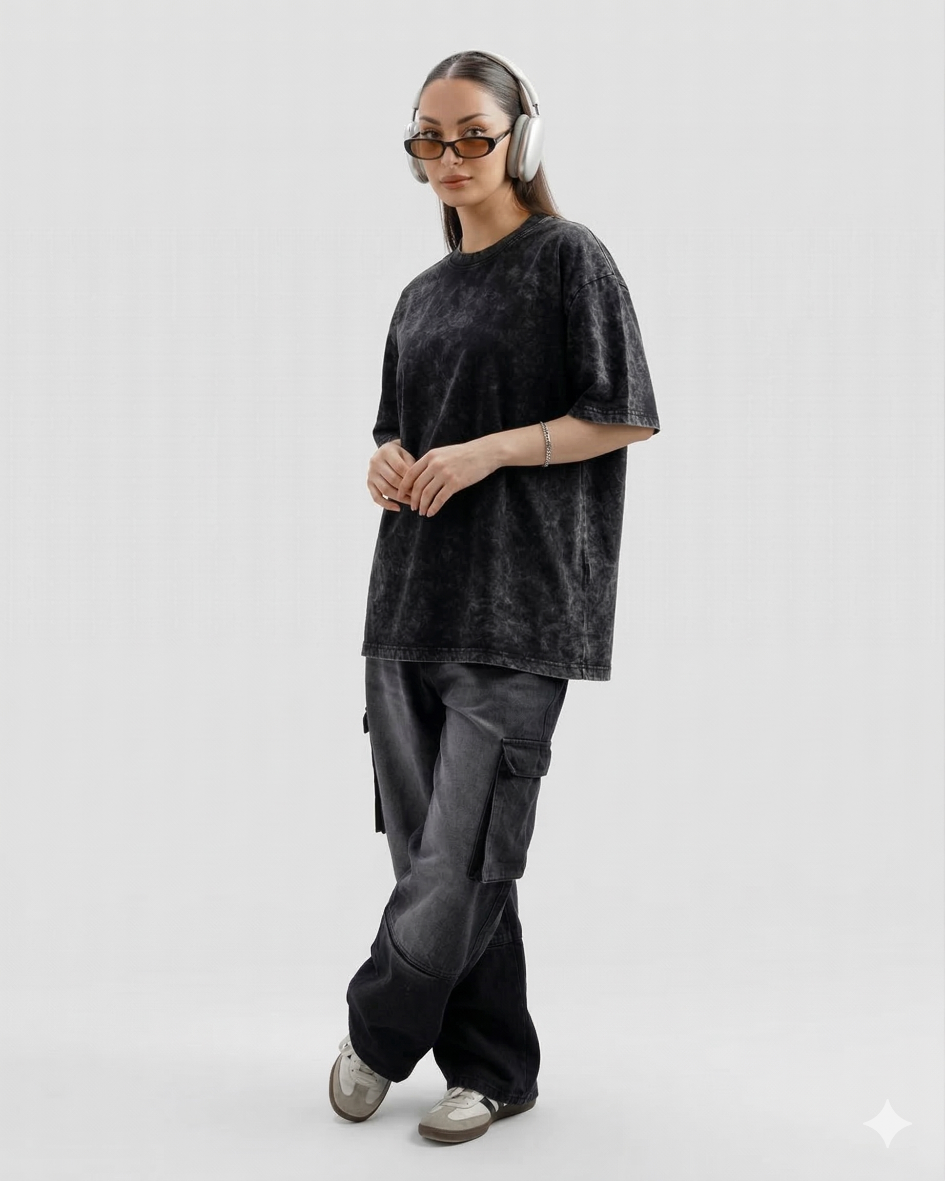 Acid Wash Black Oversized Tee