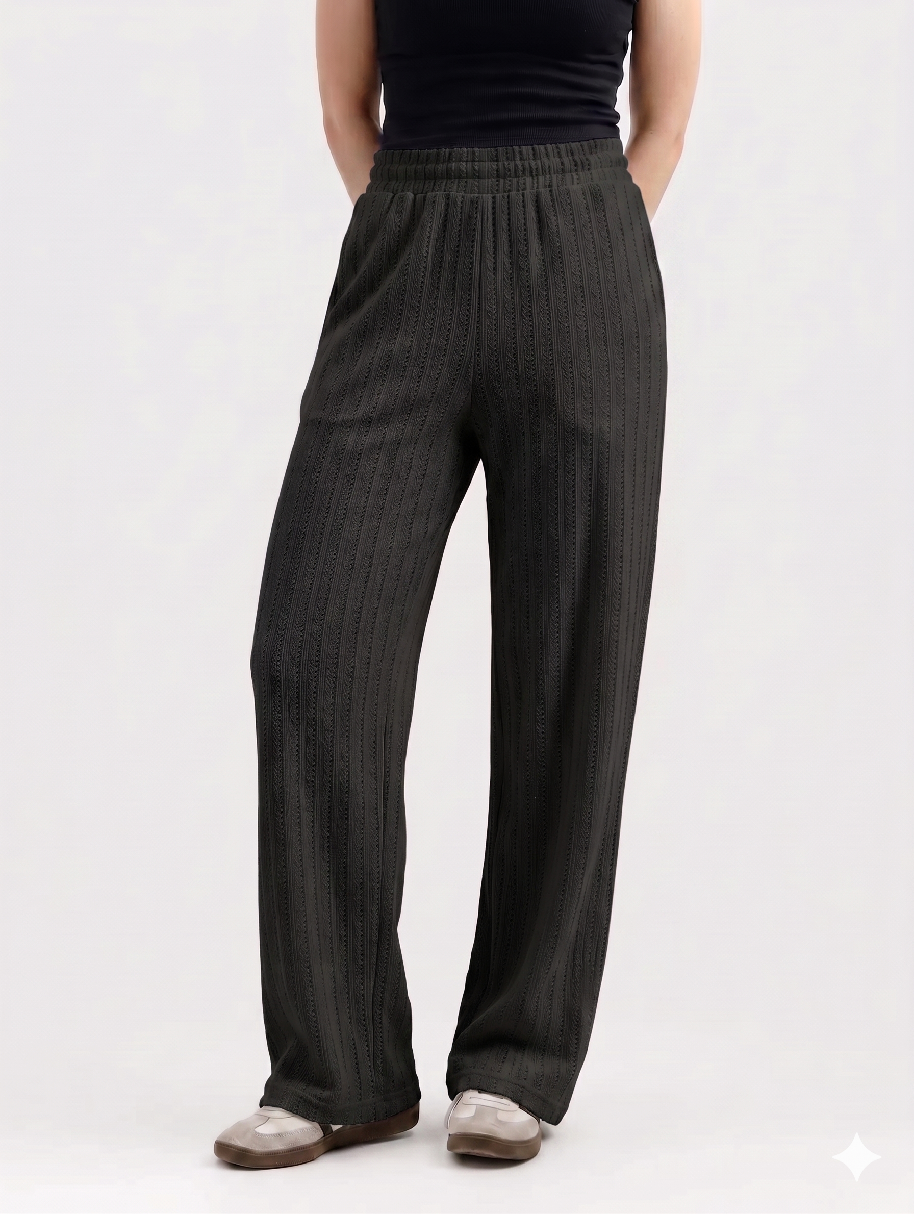 Black Knitted Cotton Baggy Trouser