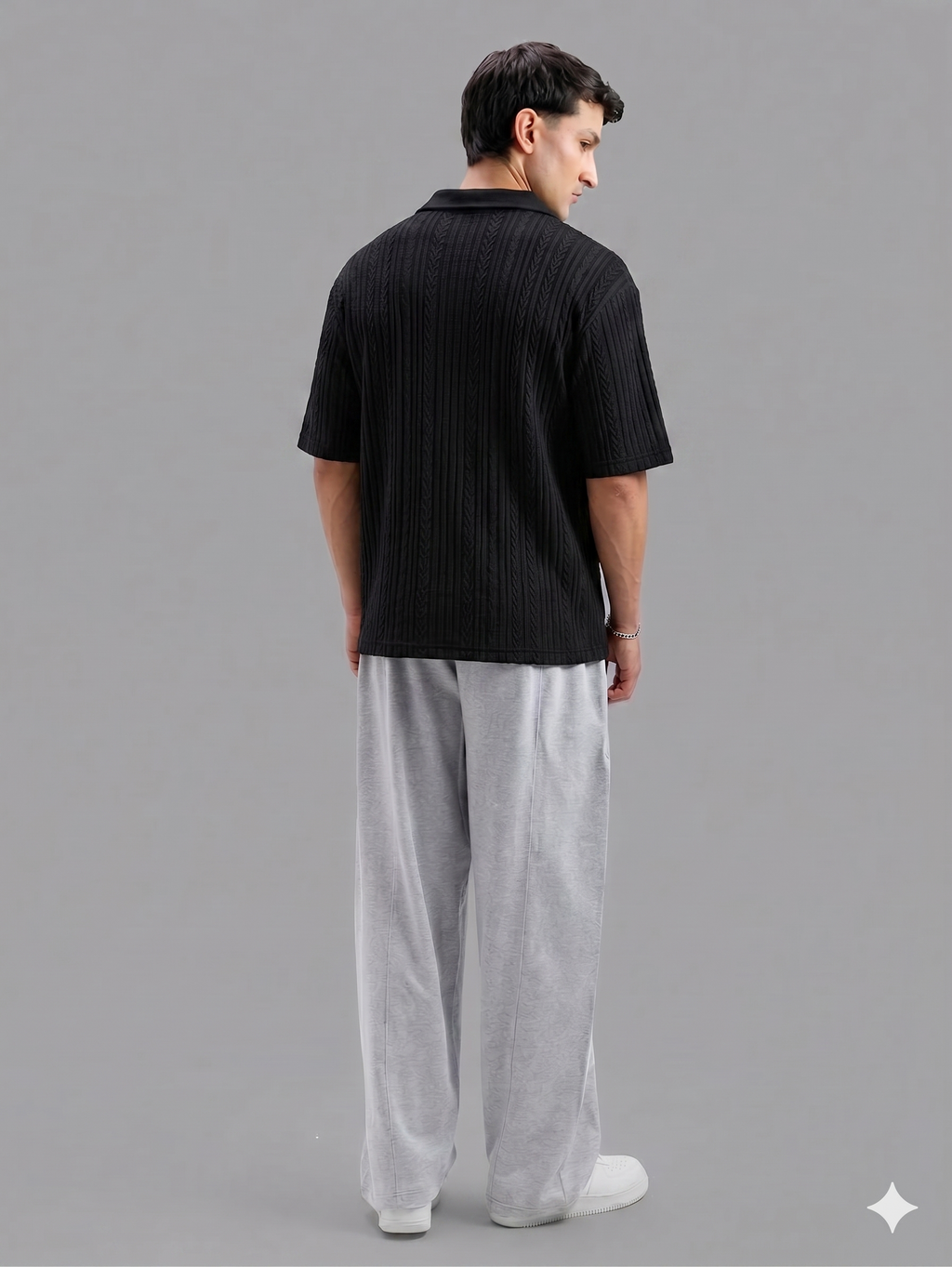 Knitted Black Imported Cotton Polo