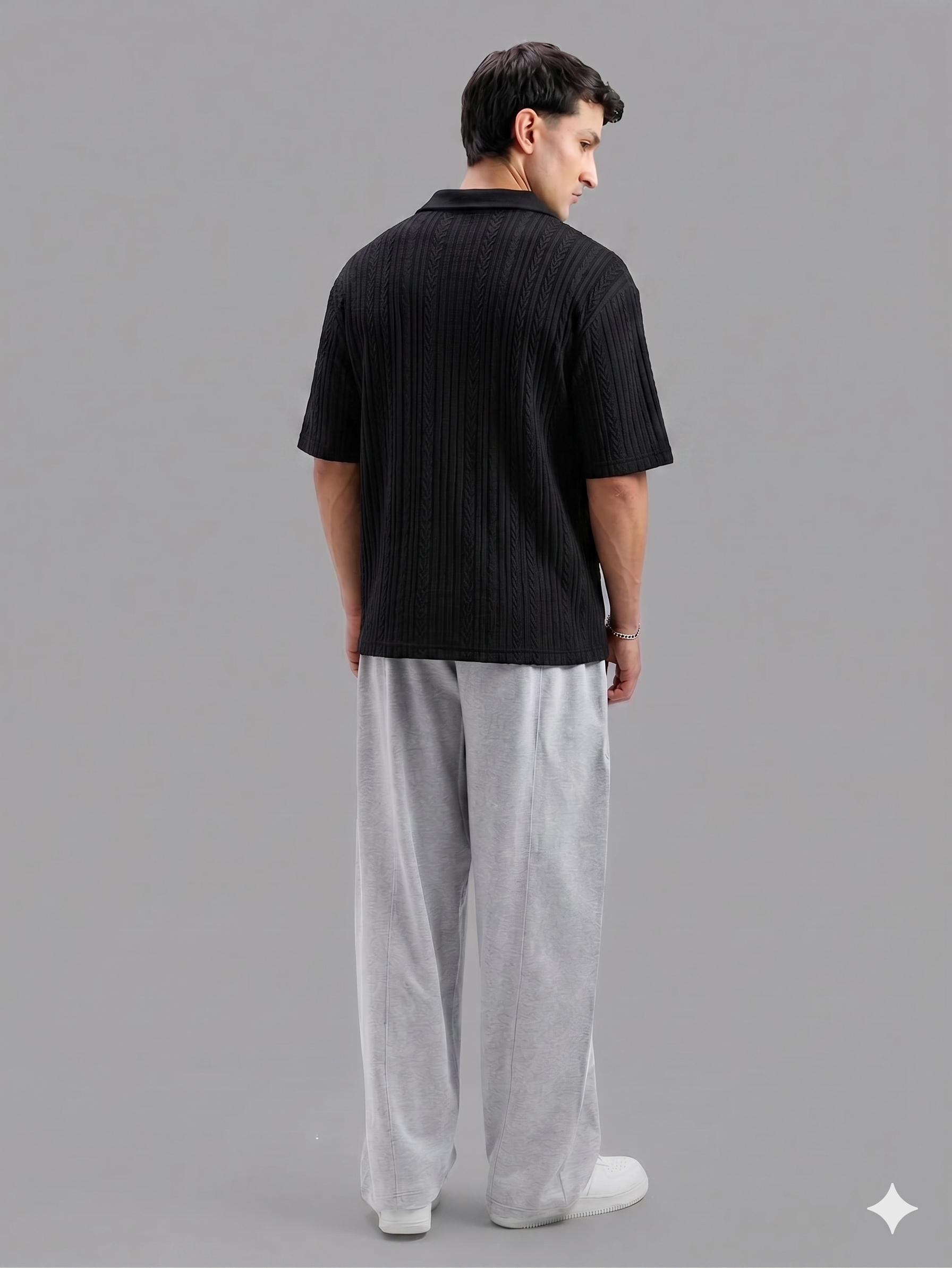 Knitted Black Imported Cotton Polo