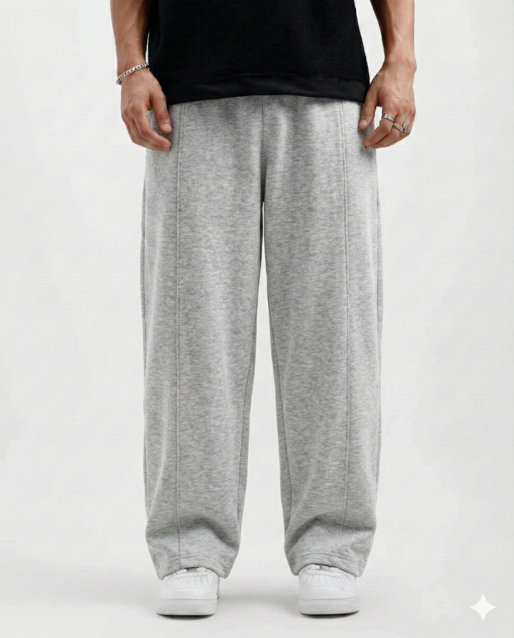 Light Grey Cotton Jersi Straight Fit Trouser