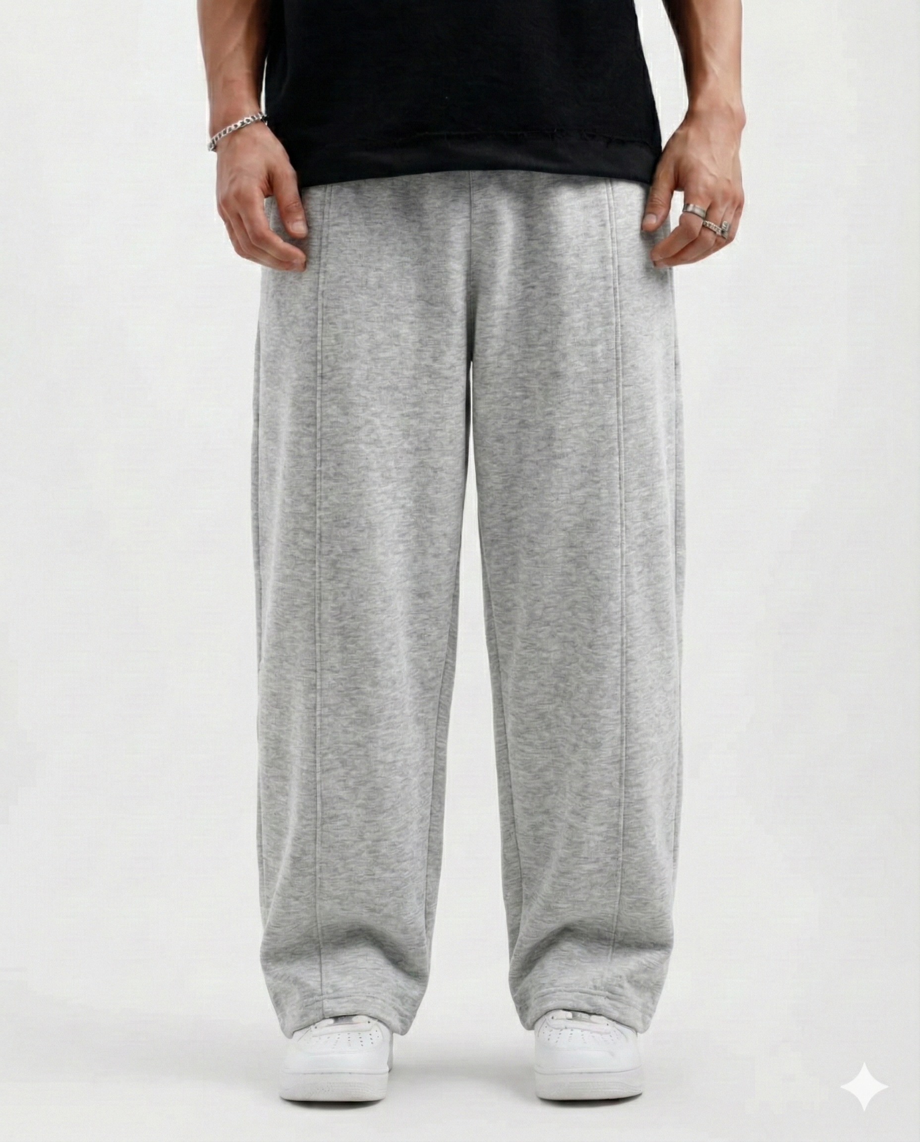 Light Grey Cotton Jersi Straight Fit Trouser