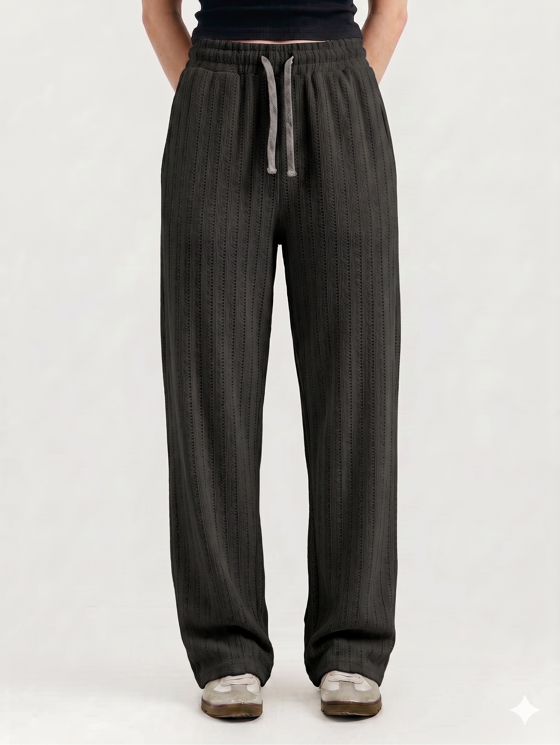 Black Knitted Cotton Baggy Trouser