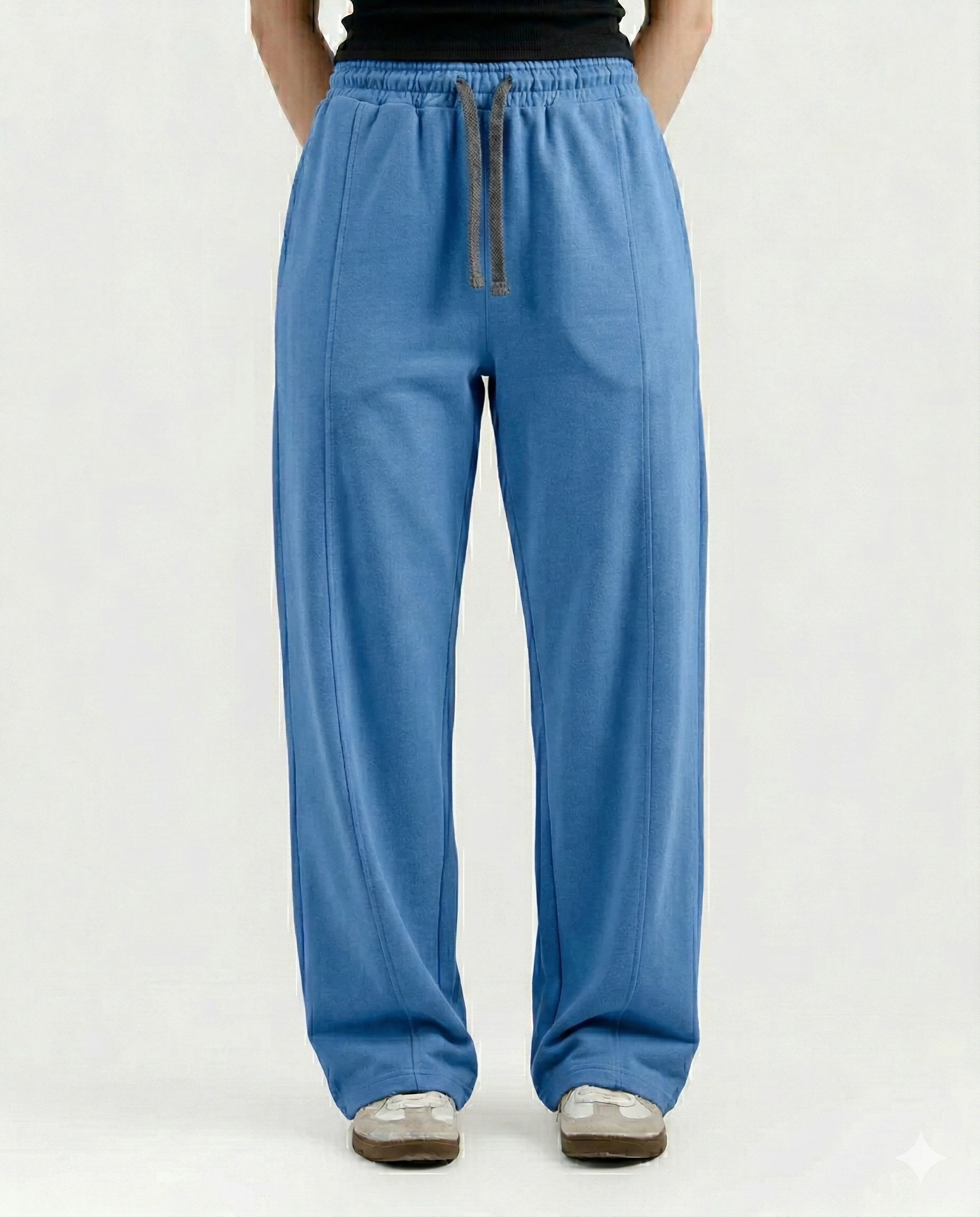 Sky Blue Cotton Jersi Straight Fit Trouser