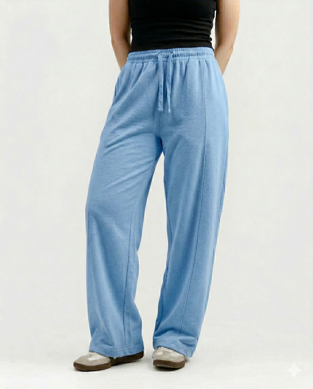 Sky Blue Cotton Jersi Straight Fit Trouser