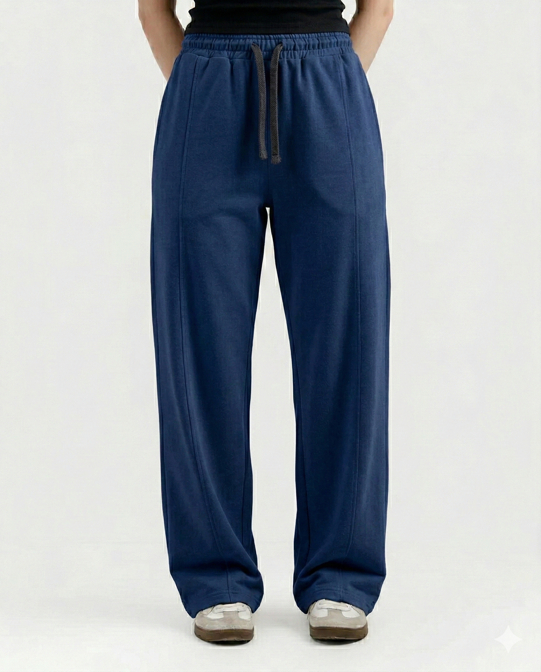 Navy Blue Cotton Jersi Straight Fit Trouser