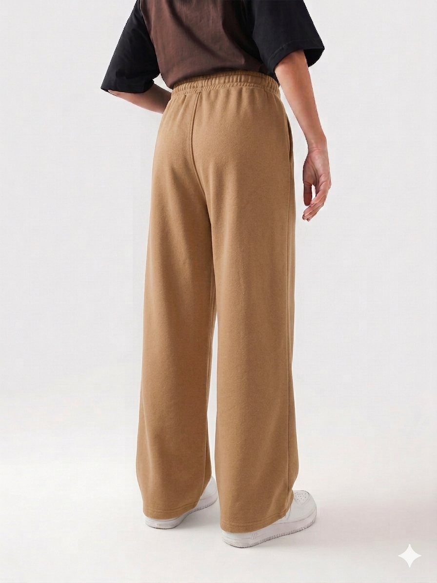 Dark Brown Cotton Jersi Straight Fit Trouser