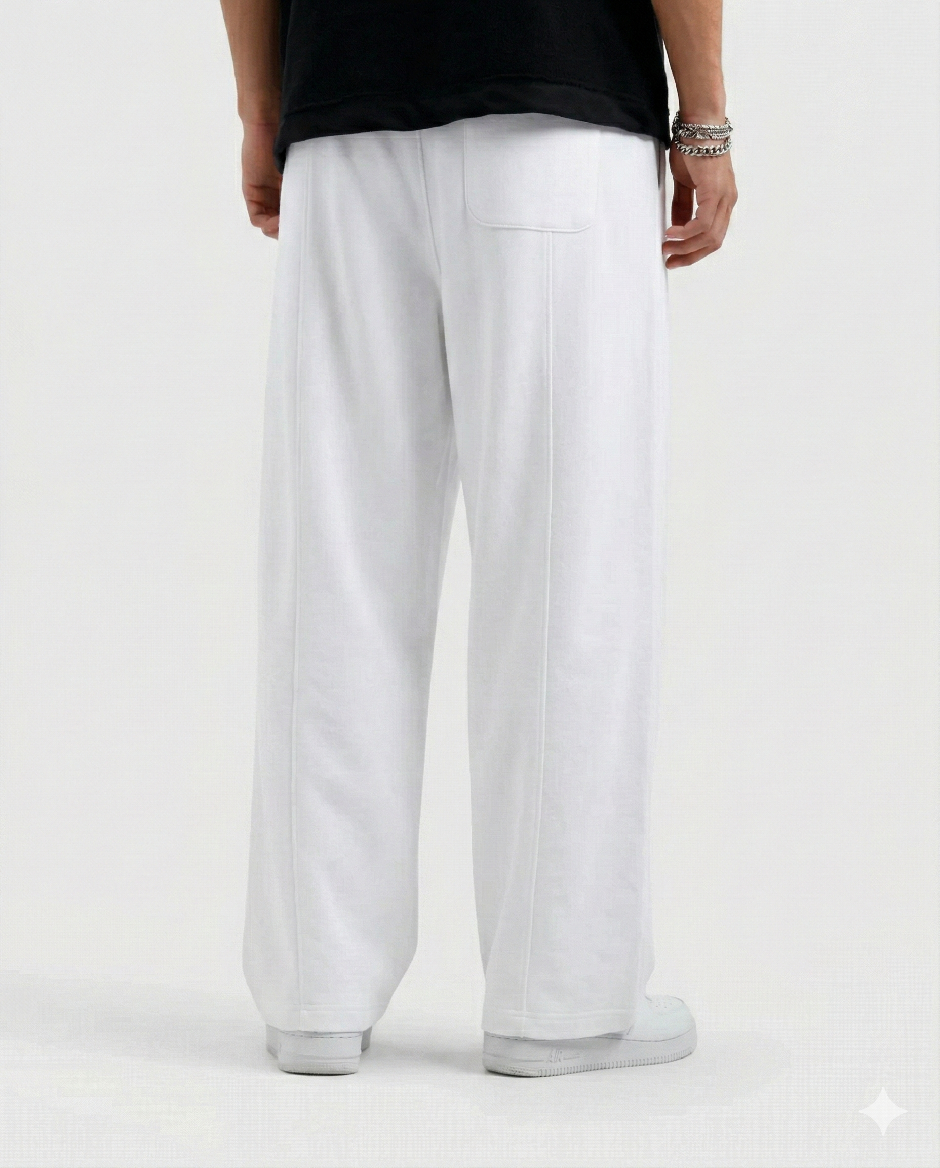 White Cotton Jersi Straight Fit Trouser