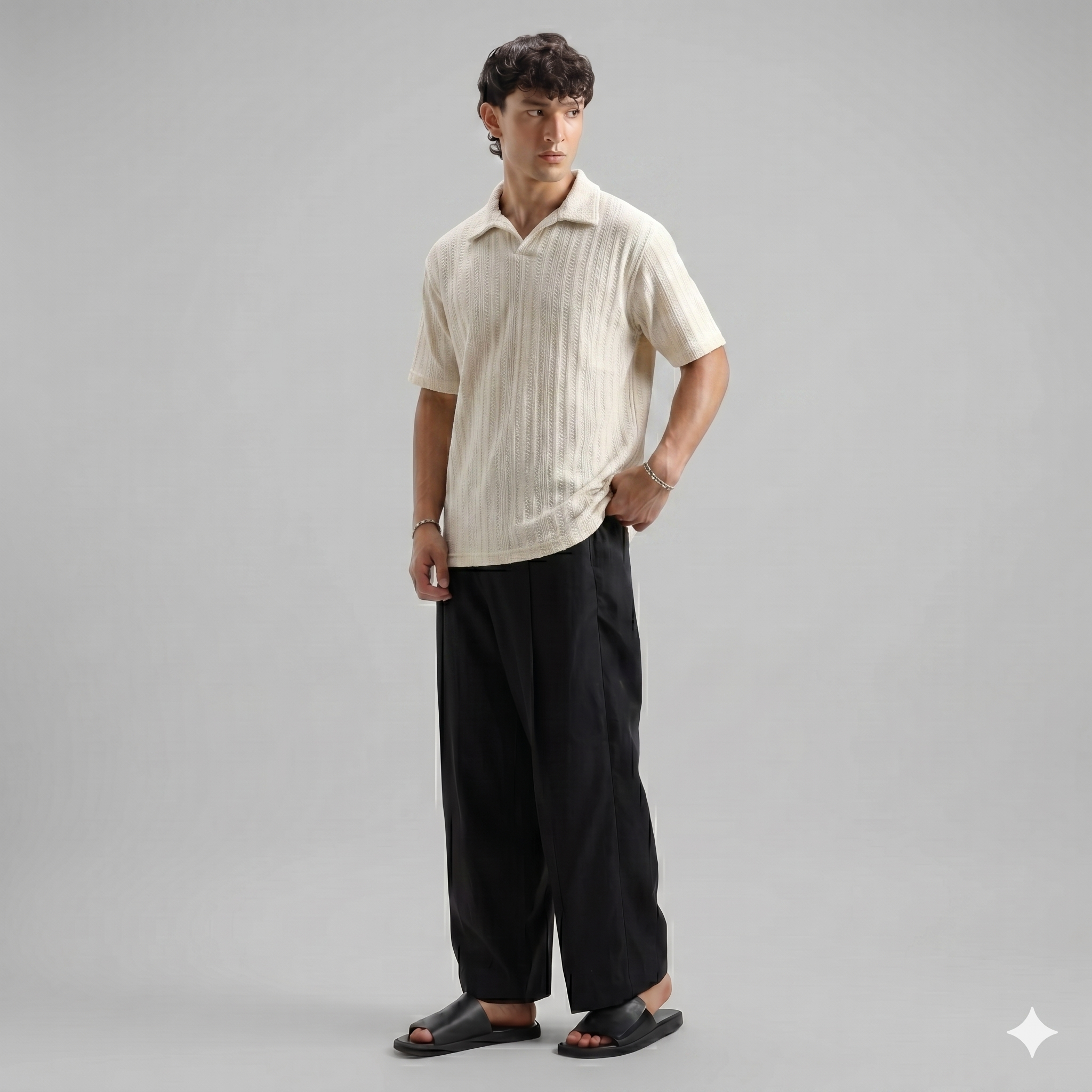 Knitted Cream Imported Cotton Polo