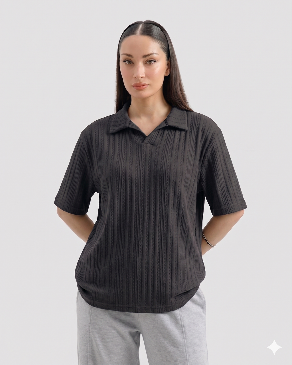 Knitted Black Imported Cotton Polo