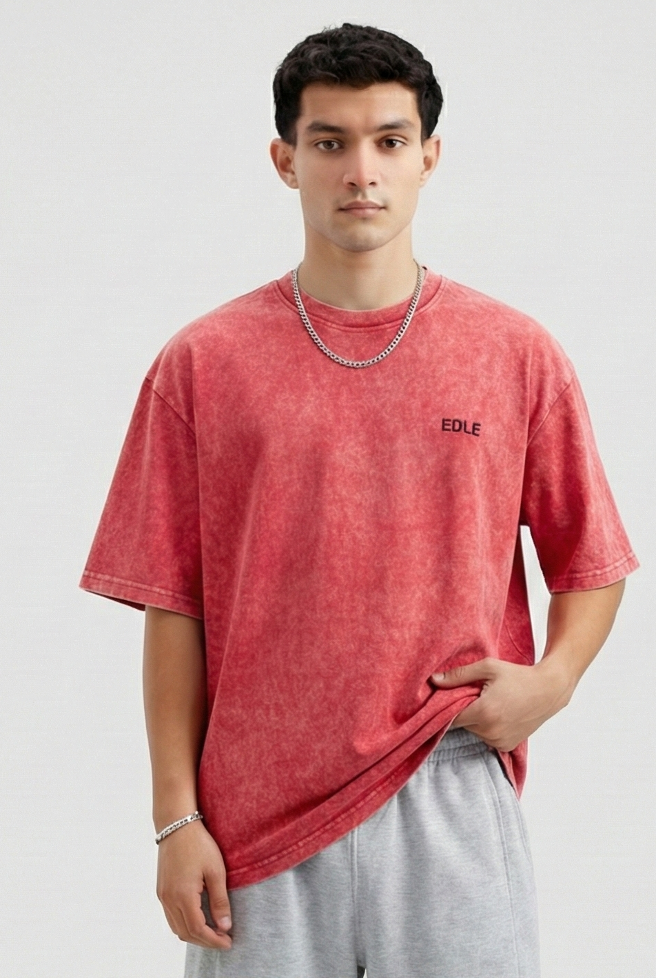Acid Wash Red Oversized T-shirt