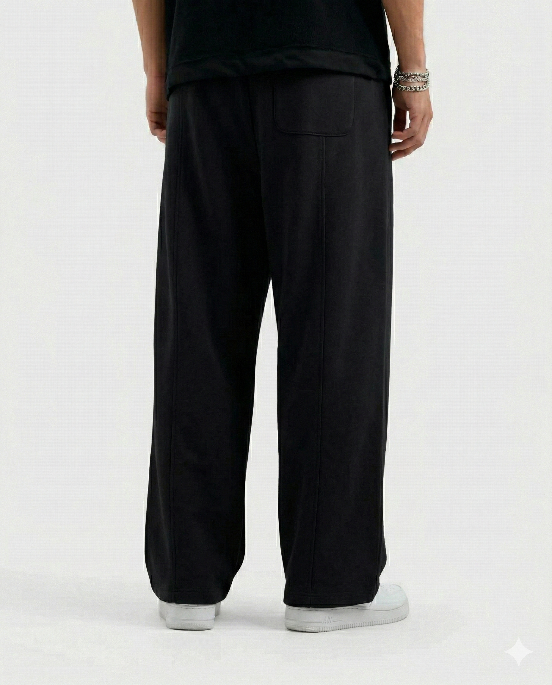 Black Cotton Jersi Straight Fit Trouser