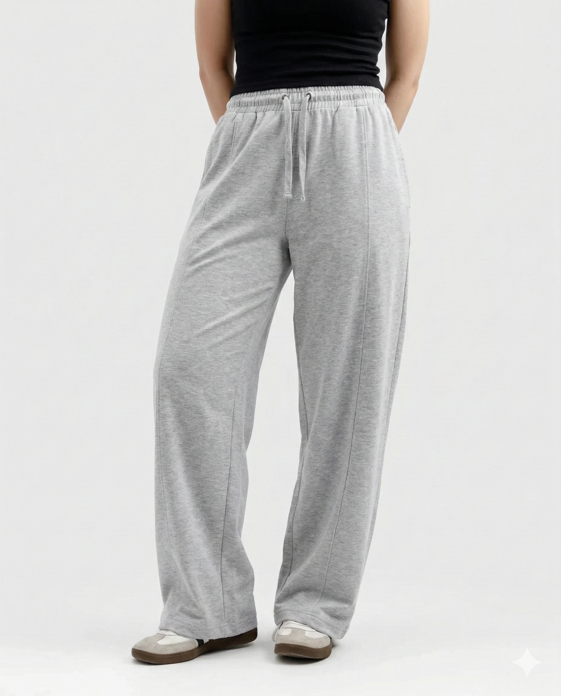 Light Grey Cotton Jersi Straight Fit Trouser