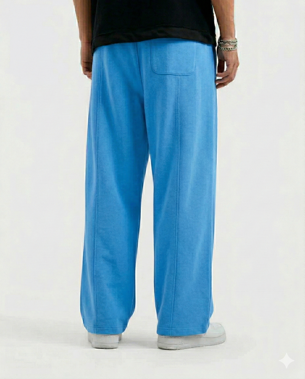 Sky Blue Cotton Jersi Straight Fit Trouser