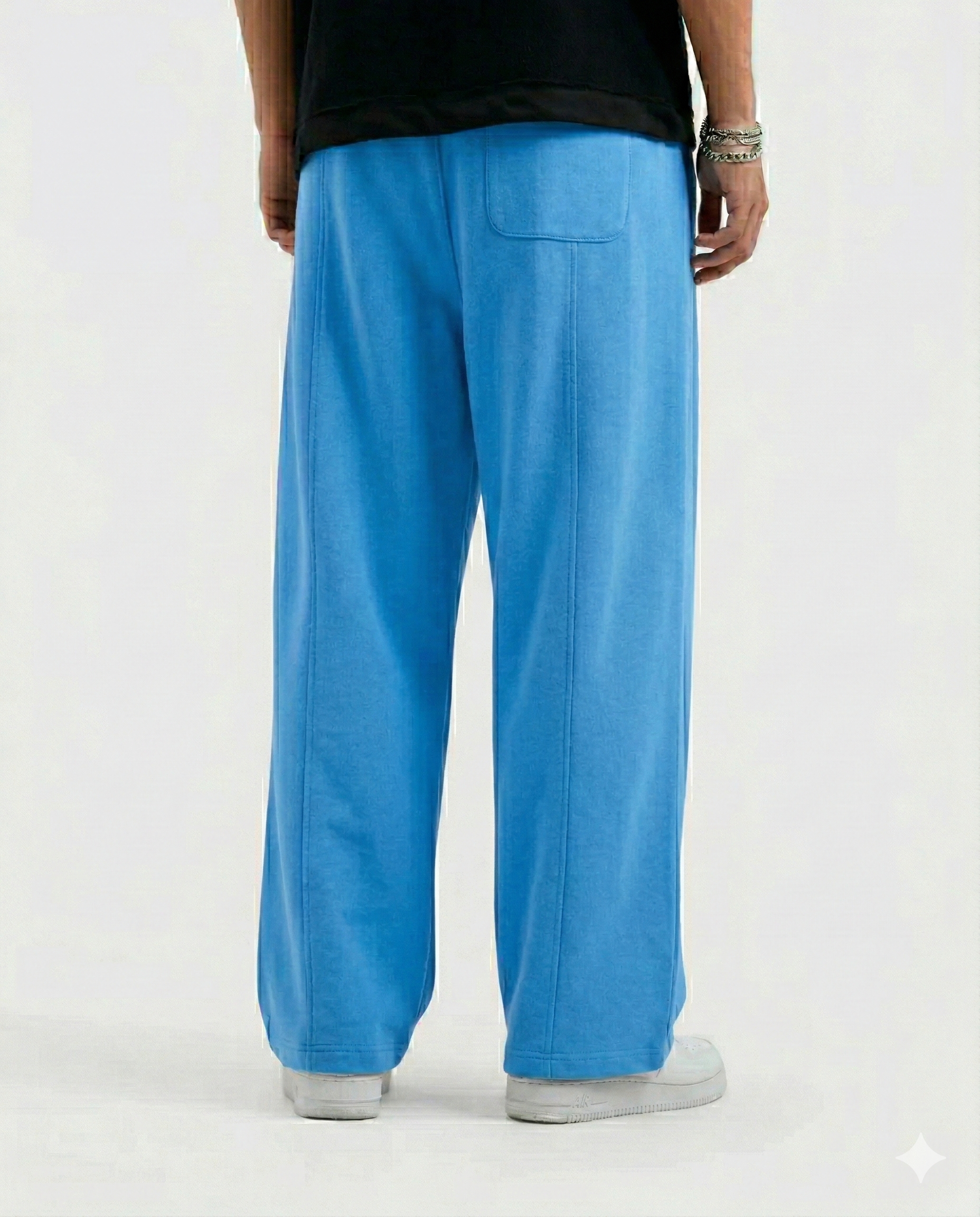 Sky Blue Cotton Jersi Straight Fit Trouser