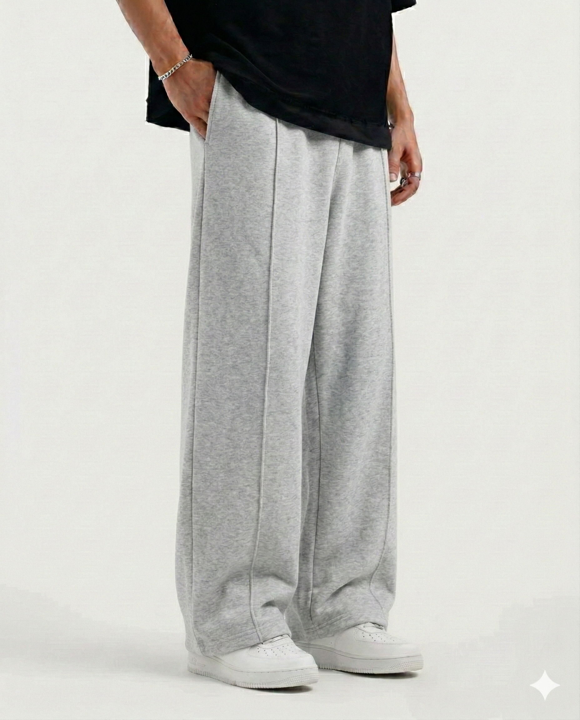 Light Grey Cotton Jersi Straight Fit Trouser