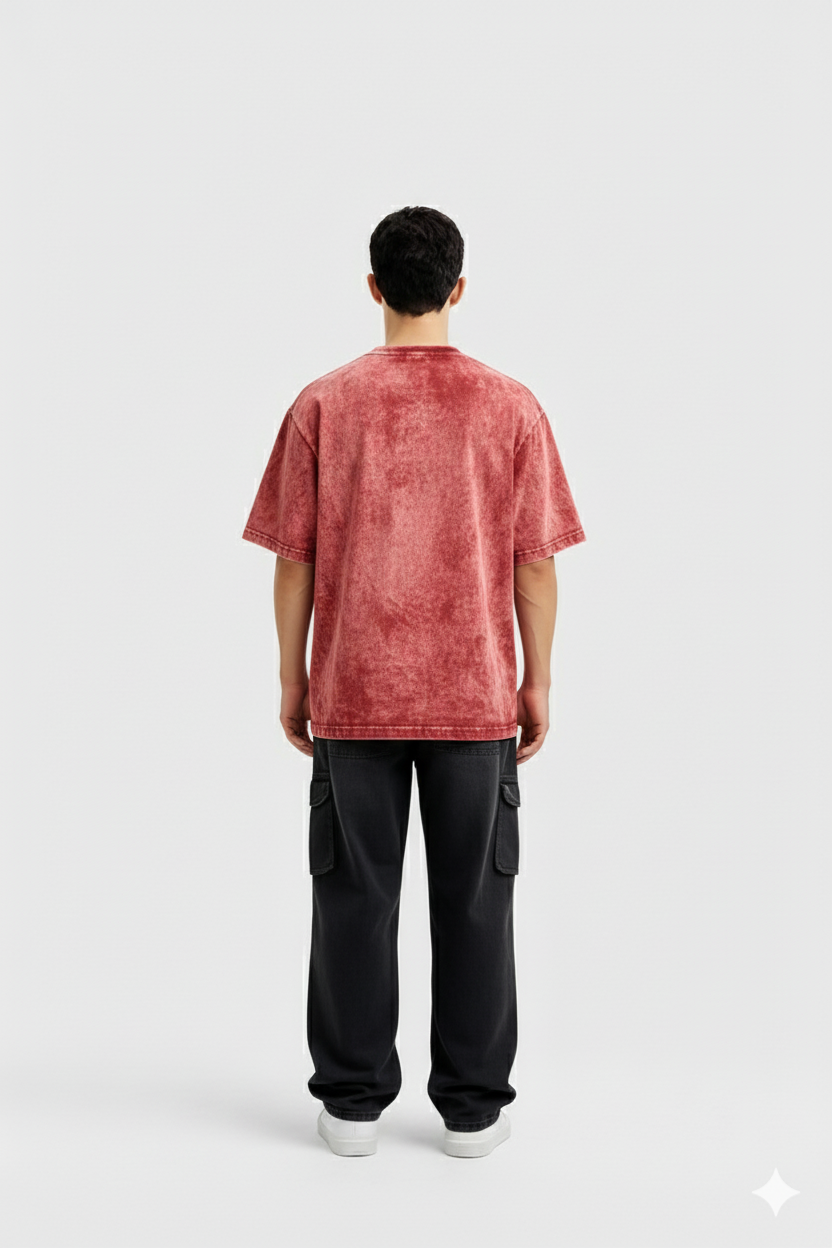 Acid Wash Red Oversized T-shirt