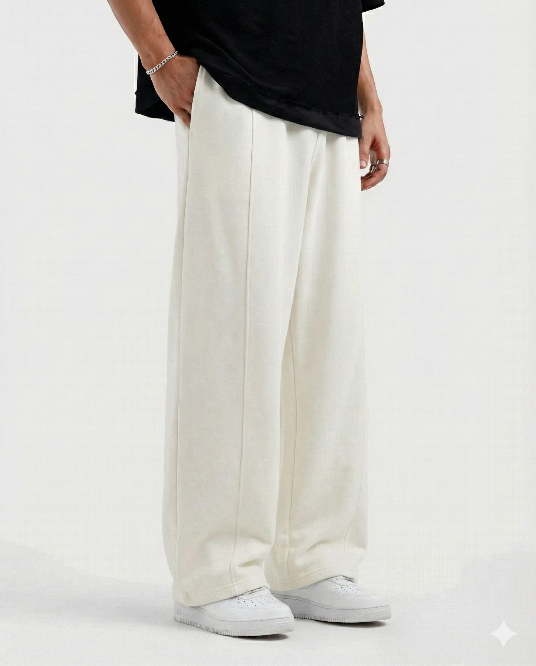 White Straight Fit Trouser
