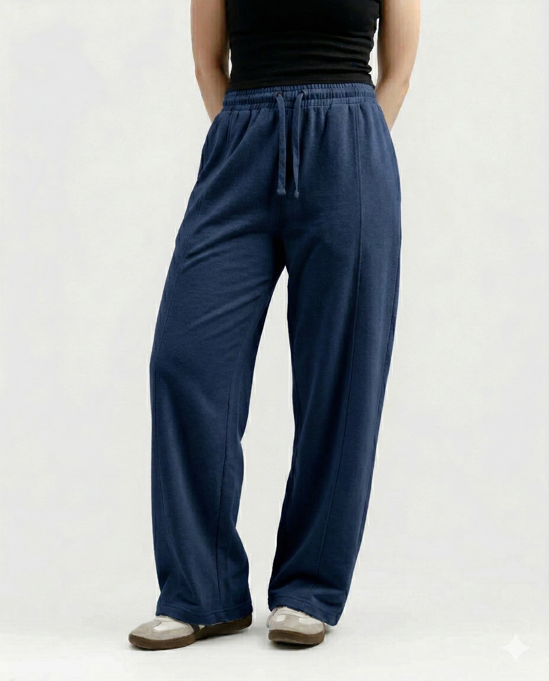 Navy Blue Cotton Jersi Straight Fit Trouser