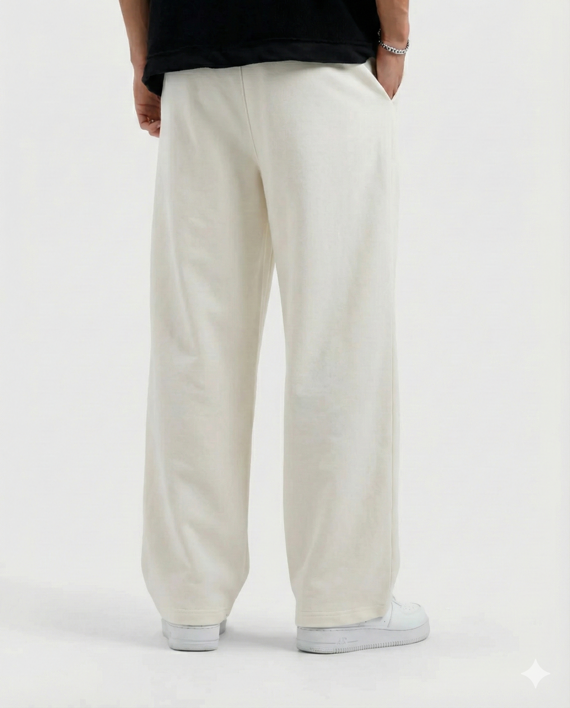 White Straight Fit Trouser