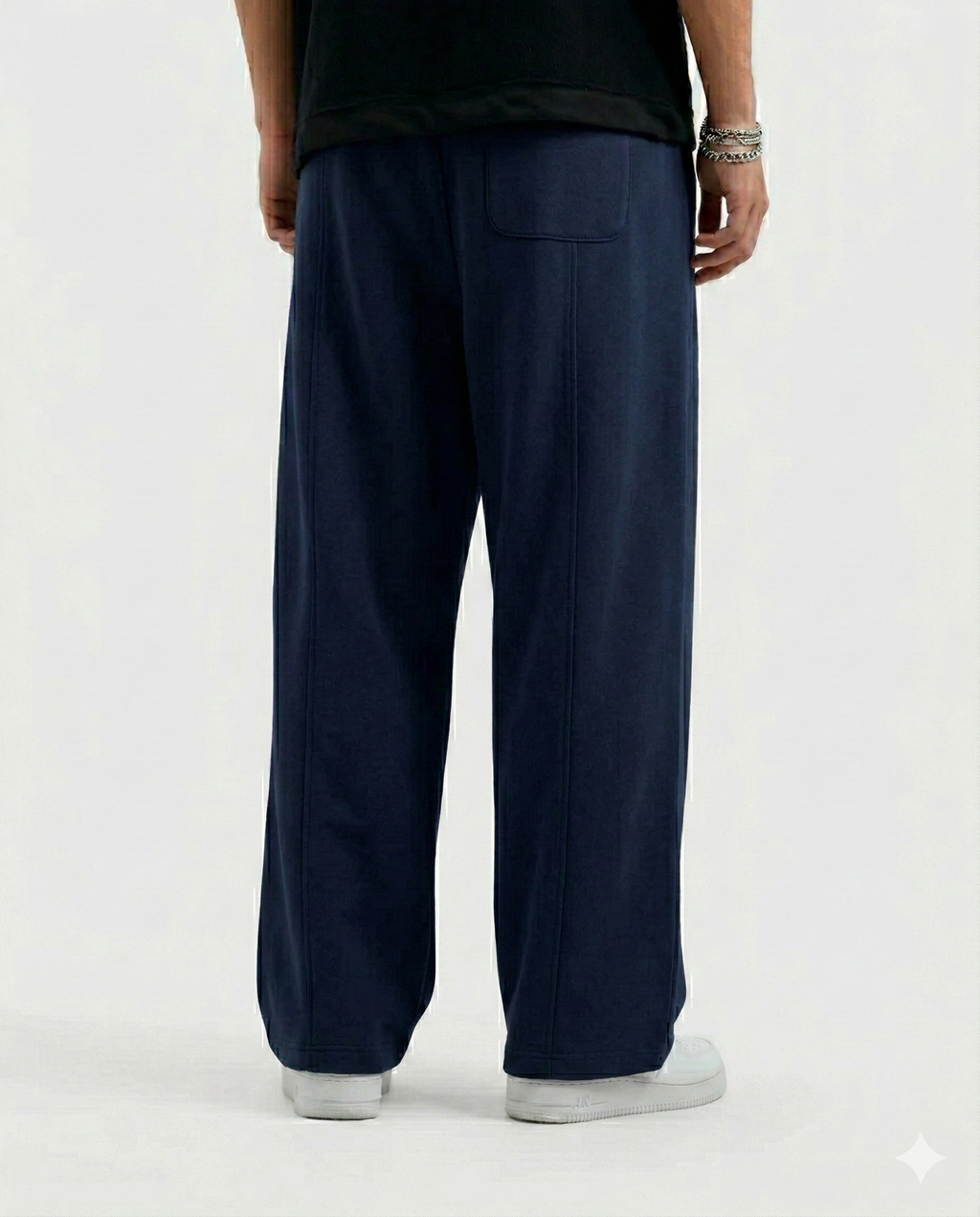 Navy Blue Cotton Jersi Straight Fit Trouser