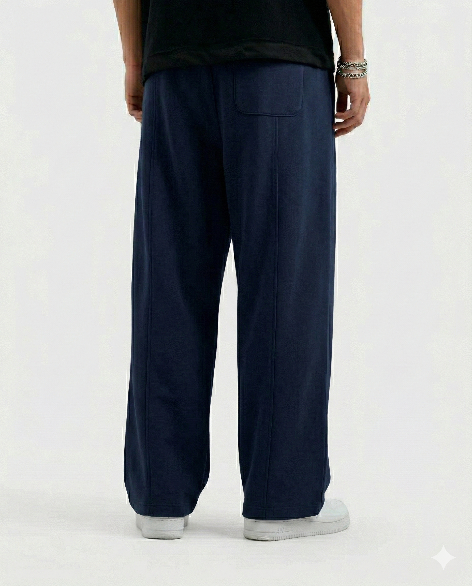 Navy Blue Cotton Jersi Straight Fit Trouser