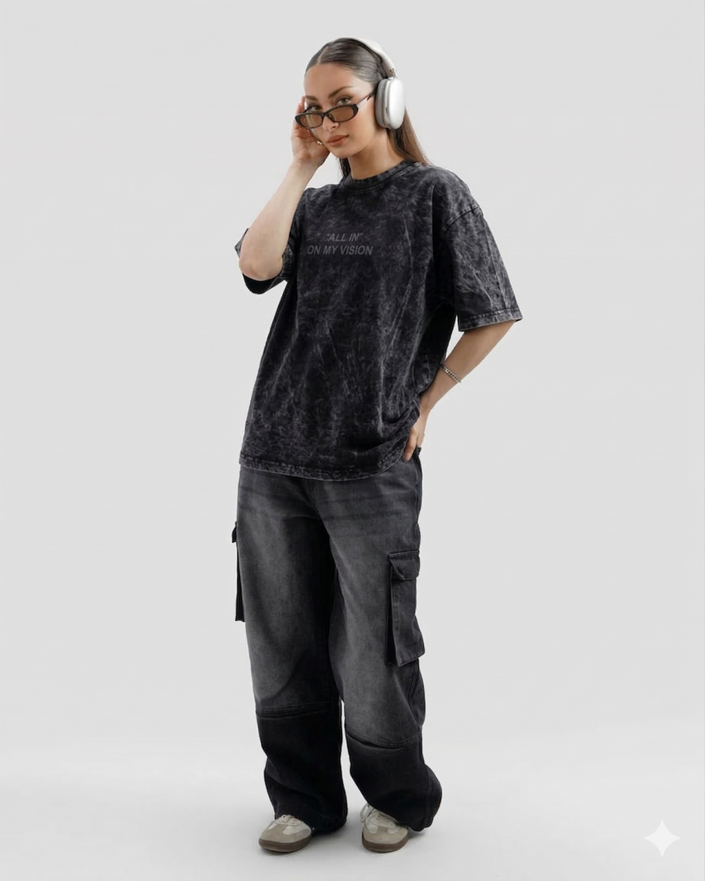 Acid Wash Black Oversized Tee