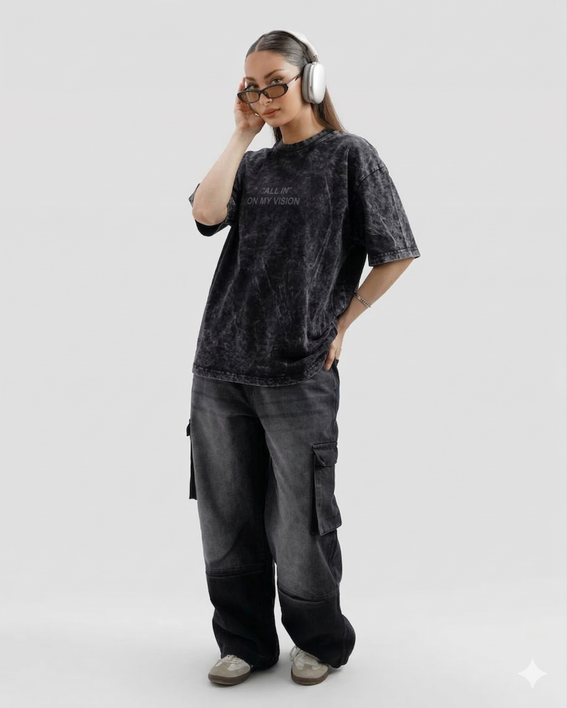 Acid Wash Black Oversized Tee