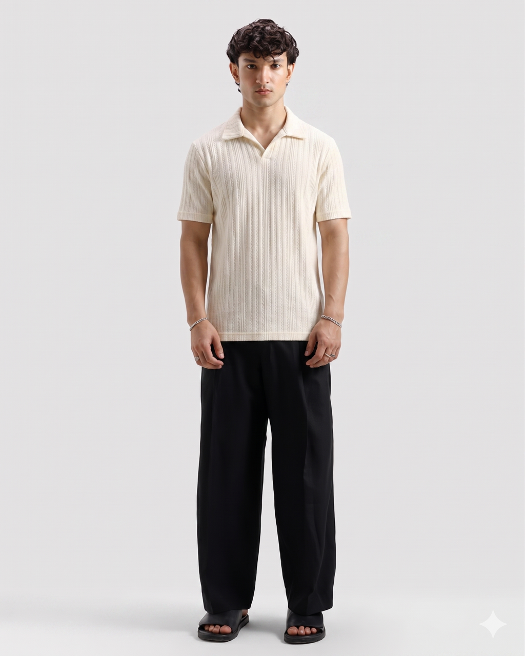 Knitted Cream Imported Cotton Polo