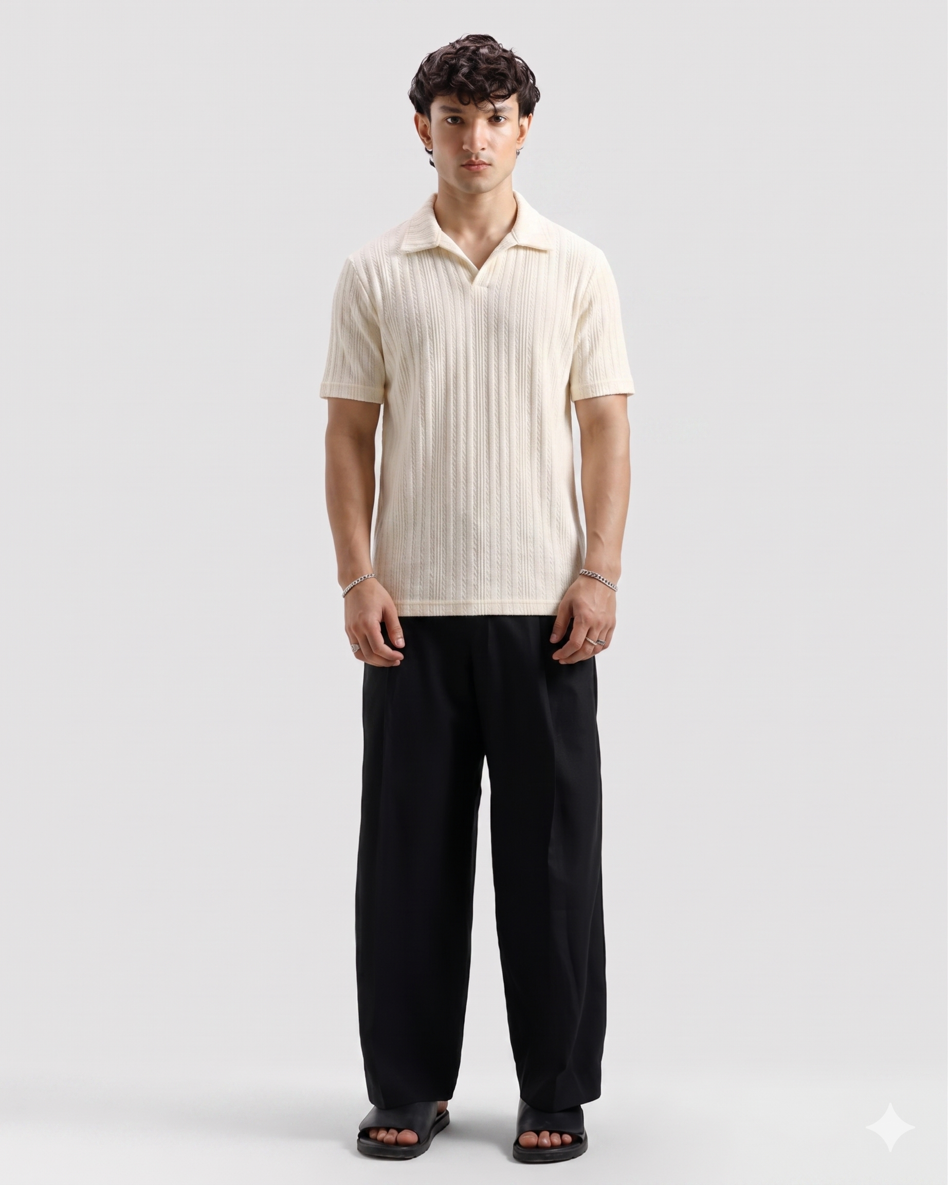Knitted Cream Imported Cotton Polo