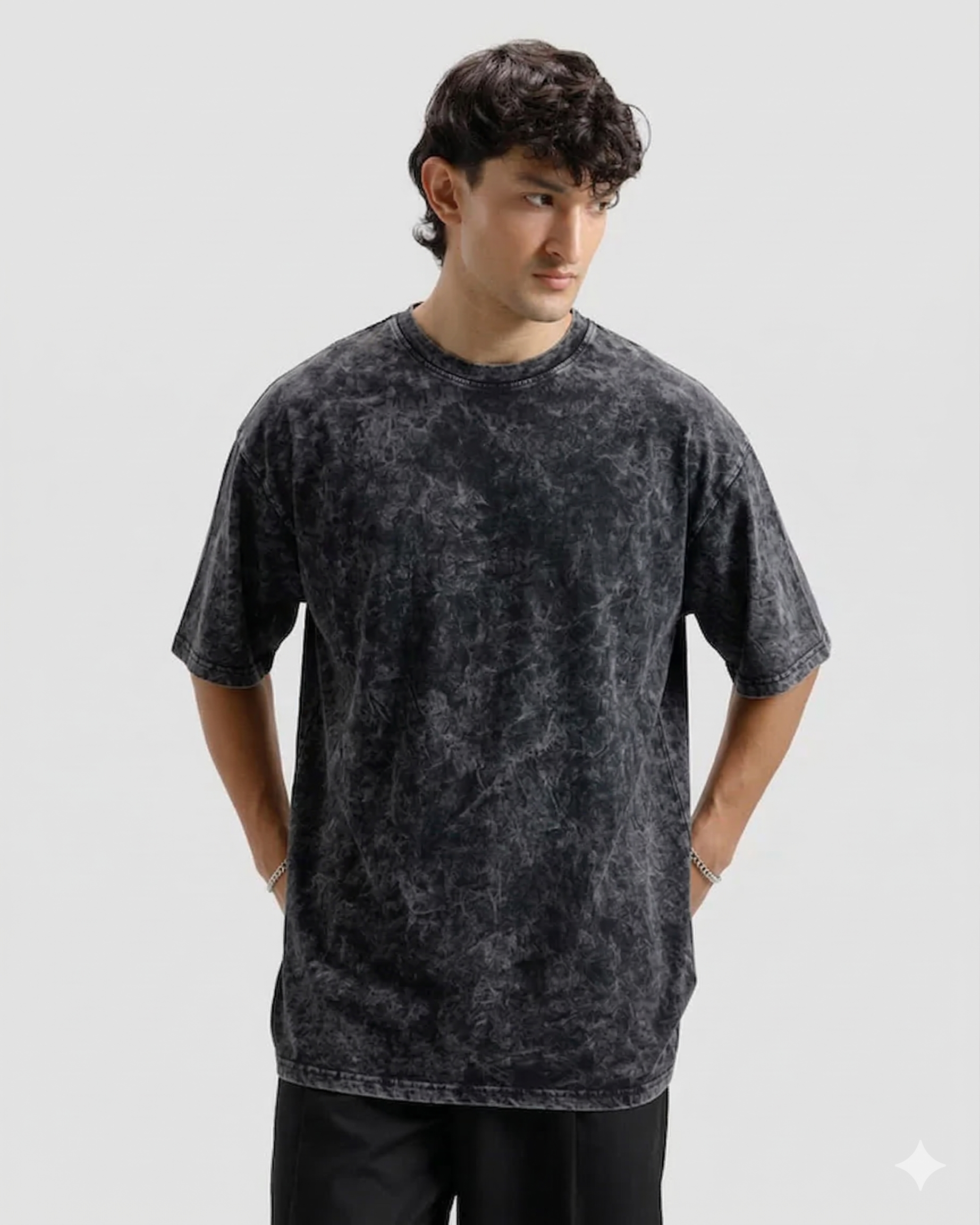 Acid Wash Black Oversized Tee