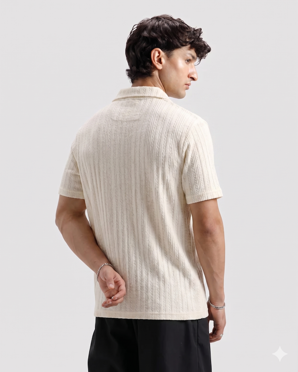 Knitted Cream Imported Cotton Polo