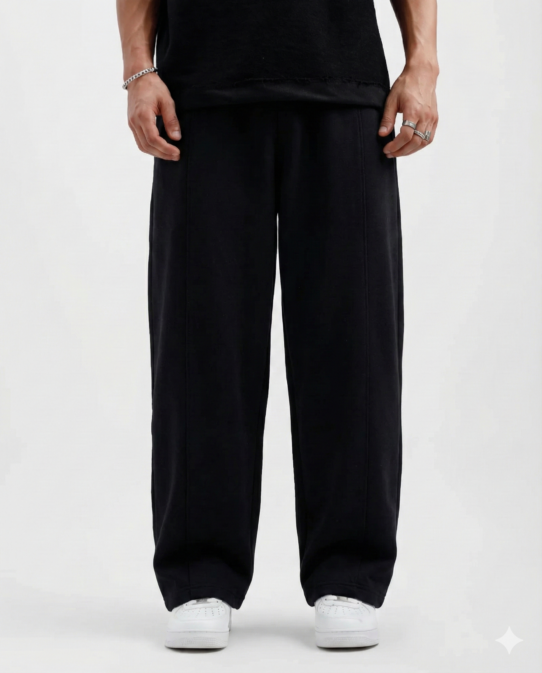 Winter Black Straight Fit Trousers