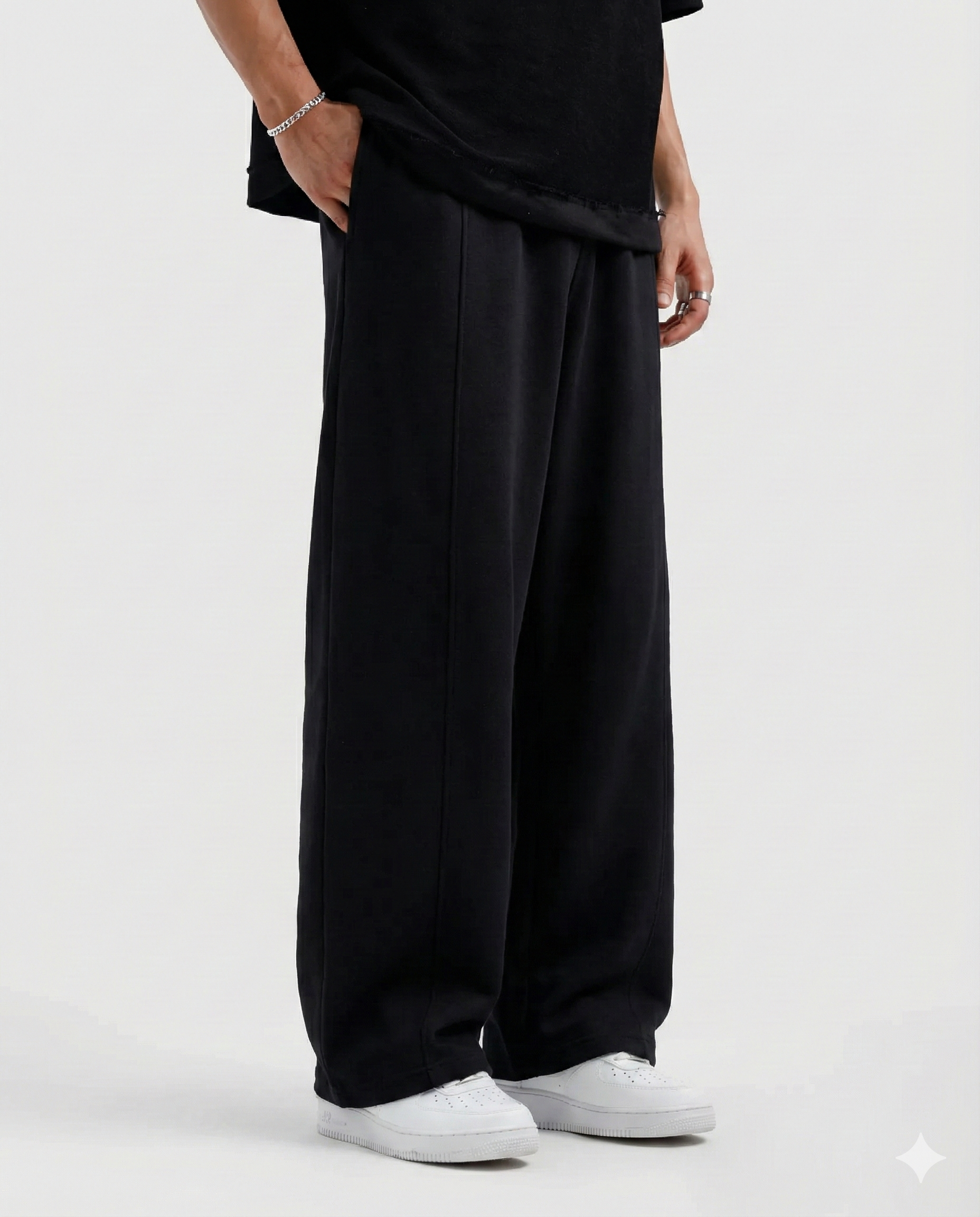 Winter Black Straight Fit Trousers
