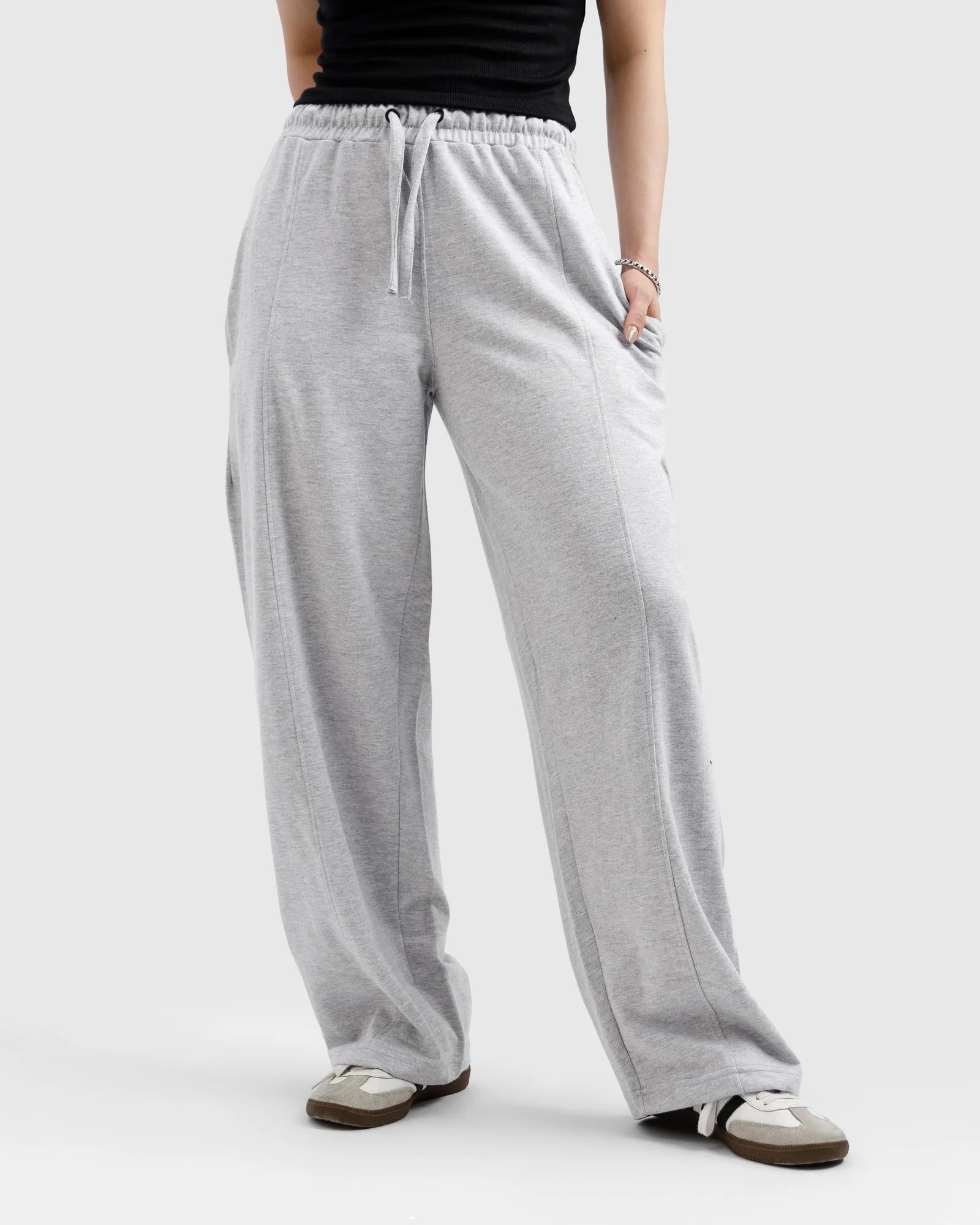 Light Grey Straight Fit Trousers