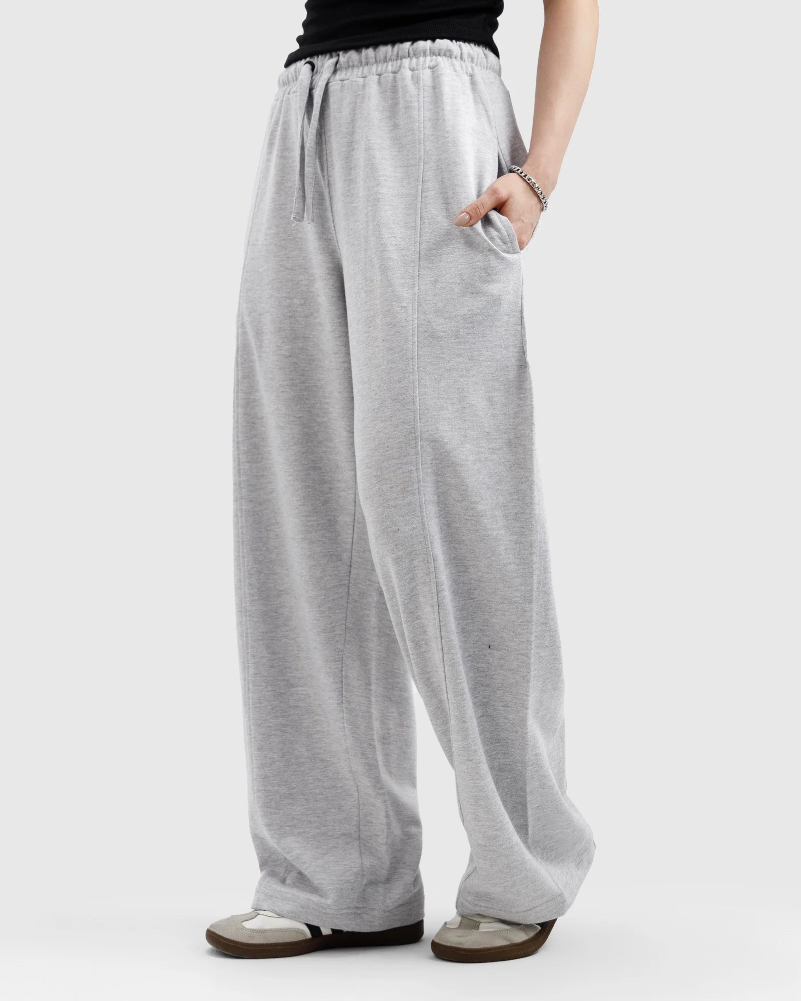 Light Grey Straight Fit Trousers