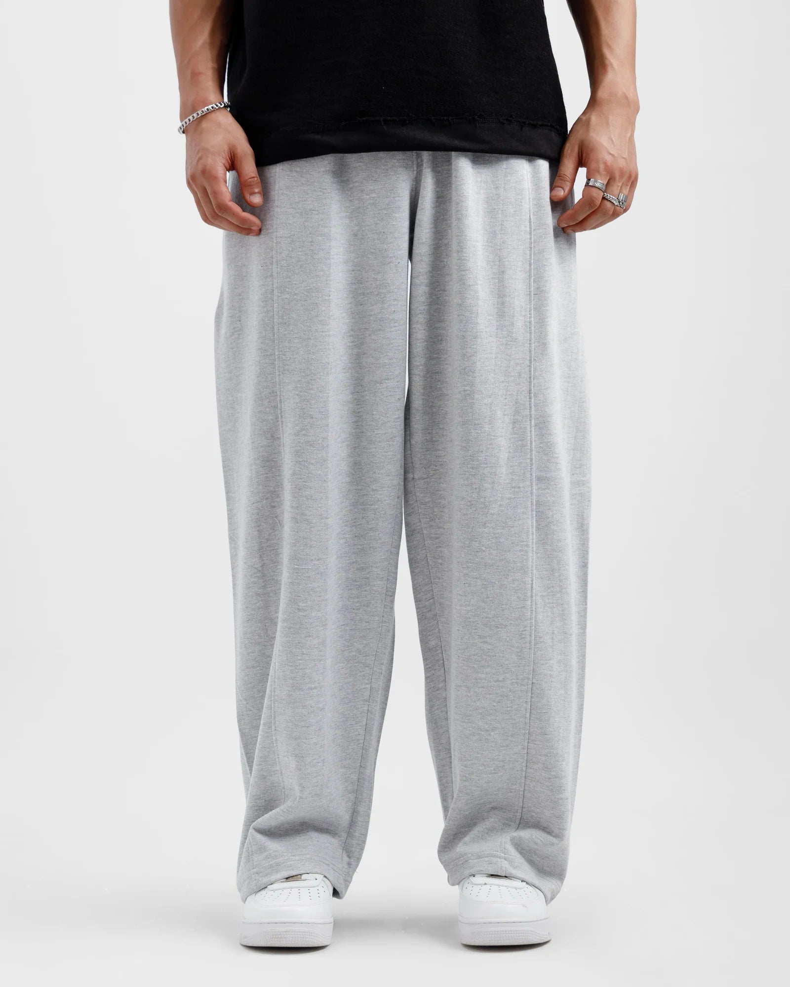 Light Grey Straight Fit Trousers